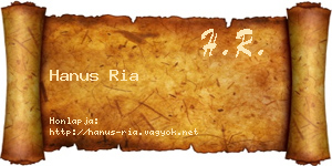 Hanus Ria névjegykártya
